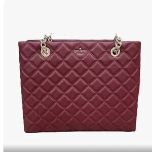 Kate Spade New York Quilted large Natalia leather tote burgundy